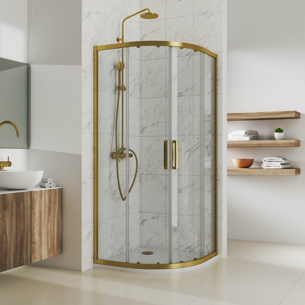 Изображение товара Душевой уголок GuteWetter gwmpkb018r 130x130 см с раздвижными шторками бронзовый профиль