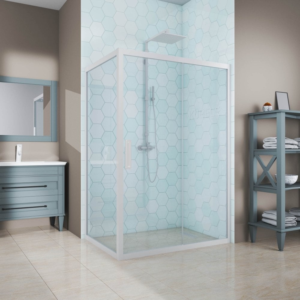 Изображение товара Душевой уголок GuteWetter gwmpkb019r 105x120x200 см, профиль белый матовый, стекло бесцветное закаленное 6 мм 4698031639755