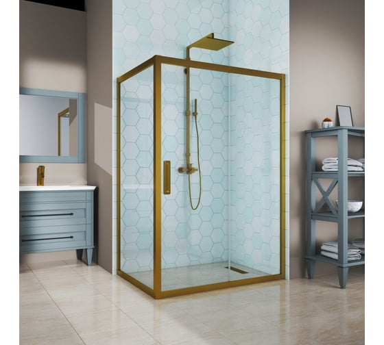 Изображение товара Душевой уголок GuteWetter gwmpkb019r 105x145x200 см, профиль бронзовый, стекло бесцветное закаленное 6 мм 4698031189632