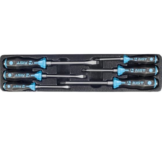 Изображение товара Набор отверток ударных силовых AIST под ключ комбинированный SL и PH 6 предметов в ложементе отвертки плоские и крестовые 0-80061 00-00022443