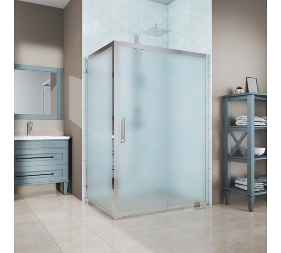 Изображение товара Душевой уголок GuteWetter gwmpkb019r 105x135x200 см, профиль хром блестящий, стекло матовое закаленное 6 мм 4698031936946