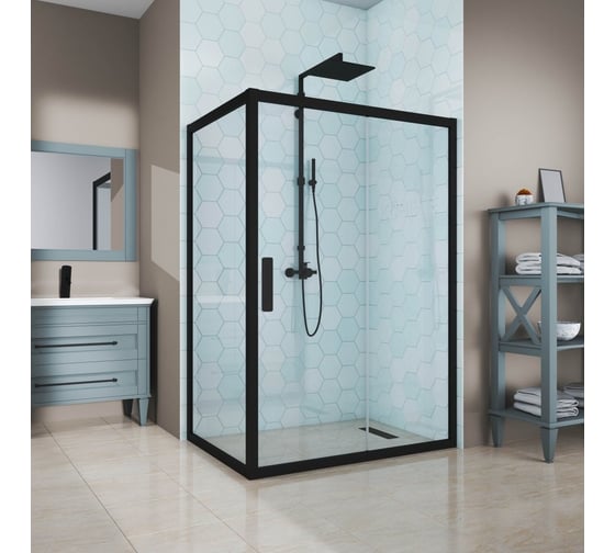 Изображение товара Душевой уголок GuteWetter gwmpkb019r 105x140x200 см, профиль черный матовый, стекло бесцветное закаленное 6 мм 4698031938766