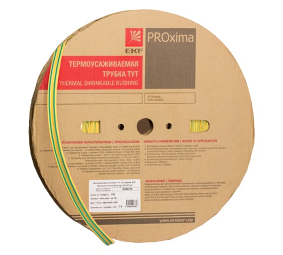 Изображение товара Термоусаживаемая трубка EKF PROxima ТУТ 40/20, желто-зеленая, рулон tut-40-yg