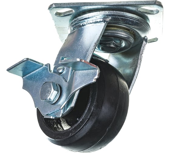 Изображение товара Колесо большегрузное обрезиненное поворотное с тормозом SCDB42 100 мм MFK-TORG 1084100