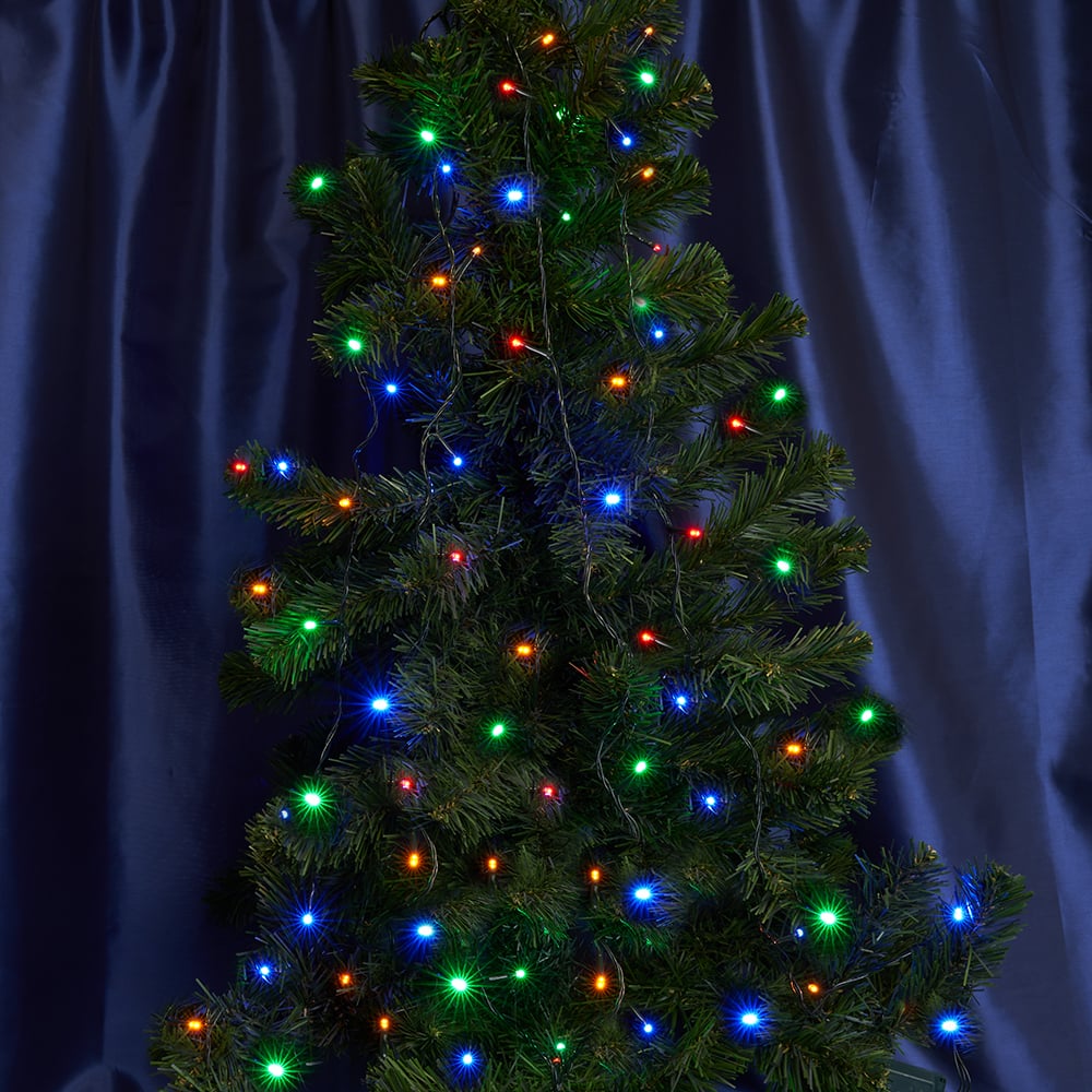 новогодняя гирлянда merry christmas линейная c пультом разно ная на зеленом проводе 50м Линейная гирлянда FERON