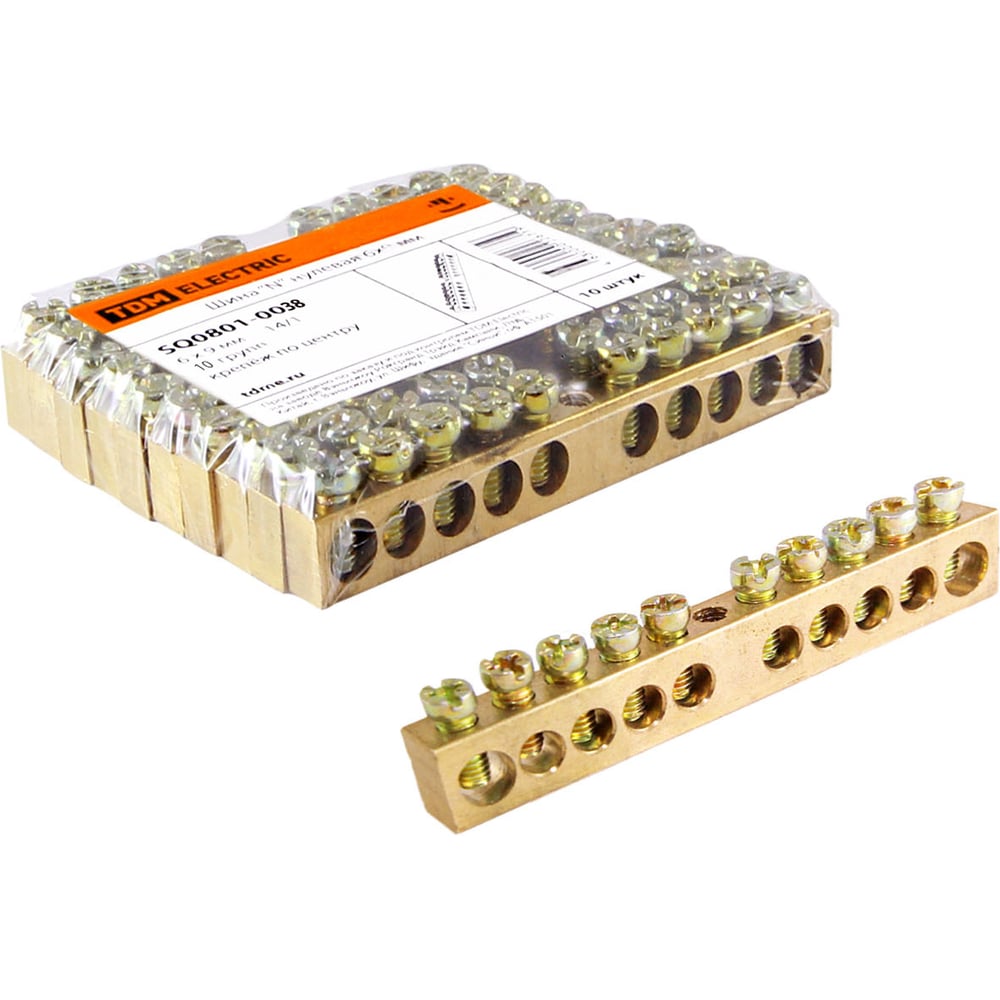 Изображение товара Шина нулевая TDM ELECTRIC N 6x9 мм, 10 шт, монтаж в центре SQ0801-0038