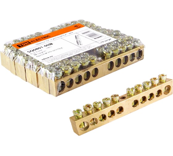 Изображение товара Шина TDM ELECTRIC N нулевая 6х9мм 10/1 10 групп/крепеж по центру SQ0801-0038