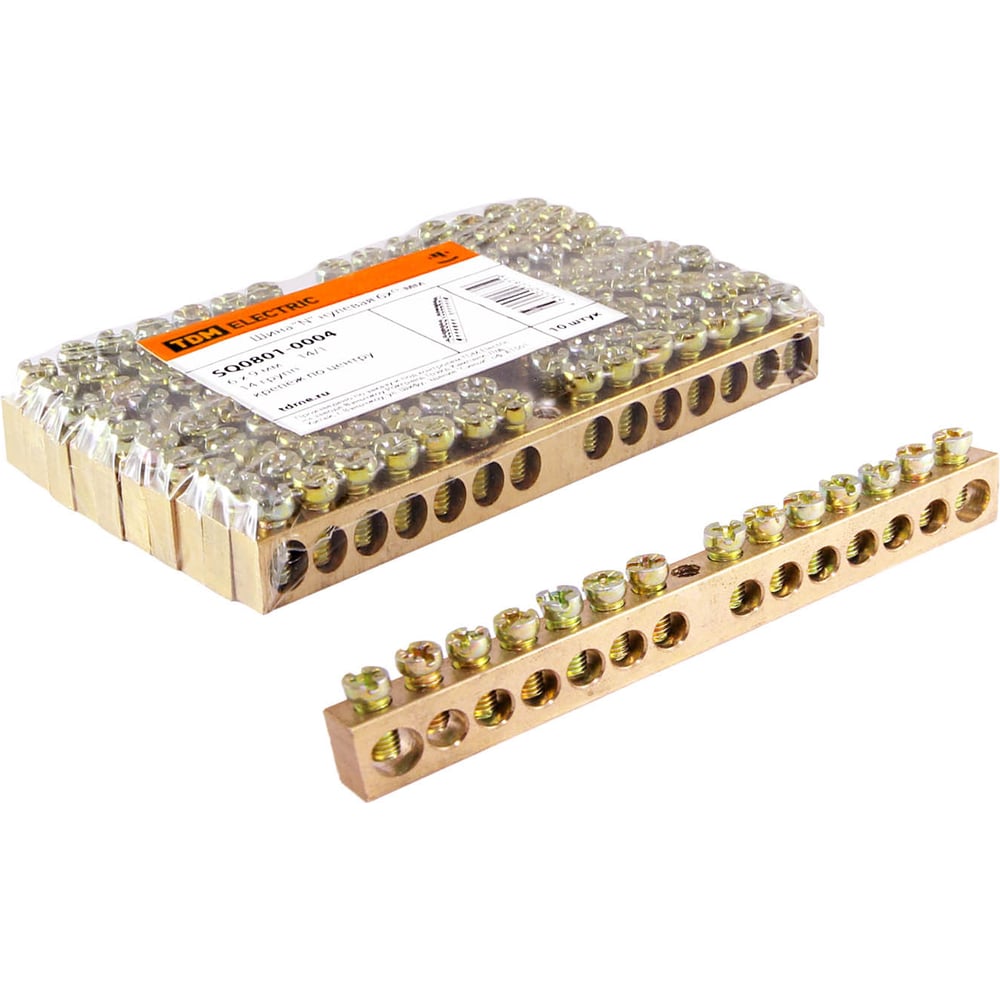 Изображение товара Шина TDM ELECTRIC N нулевая 6х9мм 14/1 14групп/крепеж по центру SQ0801-0004