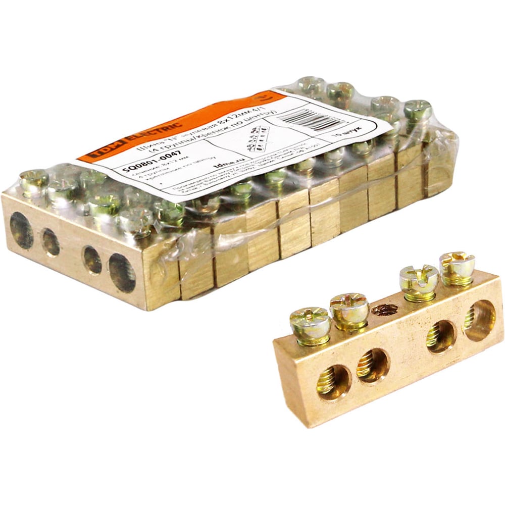 Изображение товара Шина TDM ELECTRIC N нулевая 8х12мм 4/1 4 группы/крепеж по центру SQ0801-0047