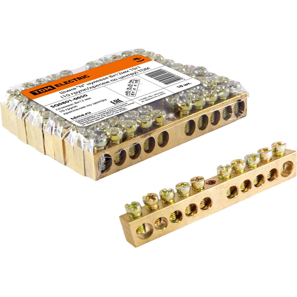 Изображение товара Шина нулевая TDM ELECTRIC 8х12мм, 10 шт, модель SQ0801-0050