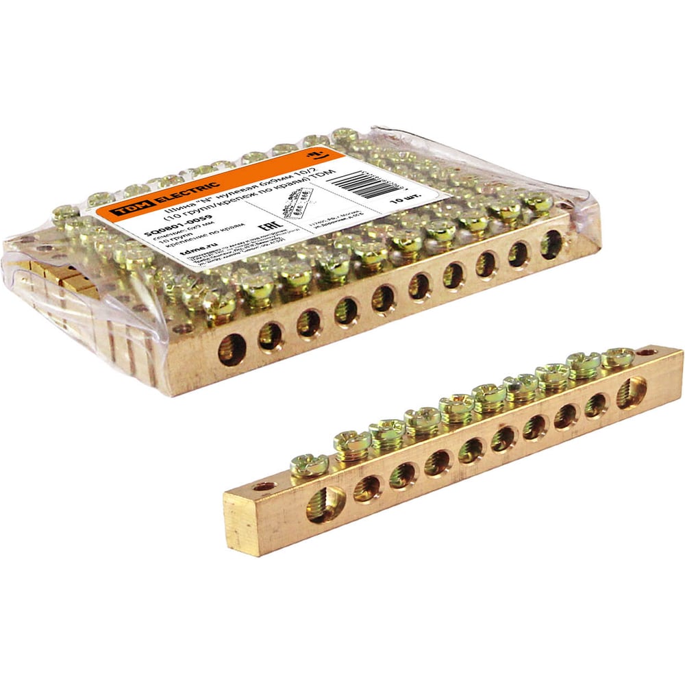 Изображение товара Шина нулевая TDM ELECTRIC N 6х9мм 10 шт - для распределения электроэнергии