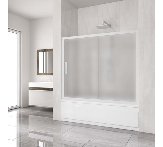 Изображение товара Шторка на ванну GuteWetter gwmpkb019p2 145x150 см, профиль белый матовый, стекло матовое закаленное 6 мм 4698031666928