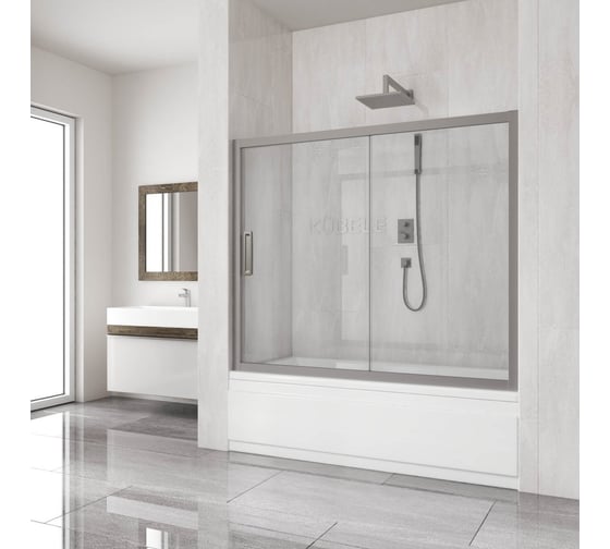 Изображение товара Шторка на ванну GuteWetter gwmpkb019p2 160x150 см, профиль хром матовый, стекло бесцветное закаленное 6 мм 4698031943210