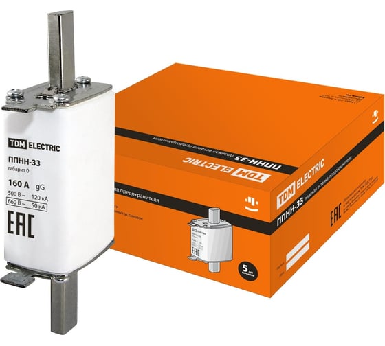 Изображение товара Плавкая вставка ППНН-33 TDM ELECTRIC габ.0, 160А SQ0713-0018