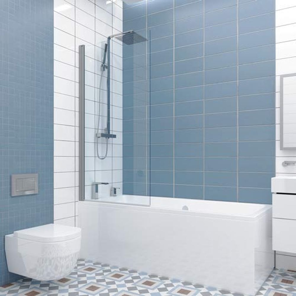 Изображение товара Шторка на ванну GuteWetter 65x150 см, закаленное стекло, хром матовый