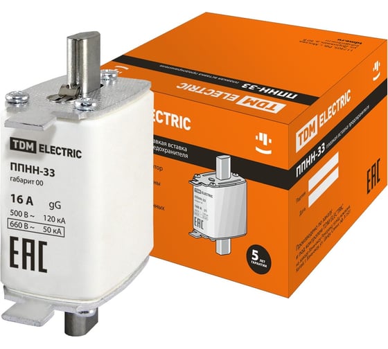 Изображение товара Плавкая вставка ППНН-33 TDM ELECTRIC габ.00, 16А SQ0713-0001