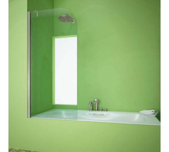 Изображение товара Шторка на ванну GuteWetter gwmplp61as 75x150 см, профиль хром матовый, стекло бесцветное закаленное 6 мм 4698032461683