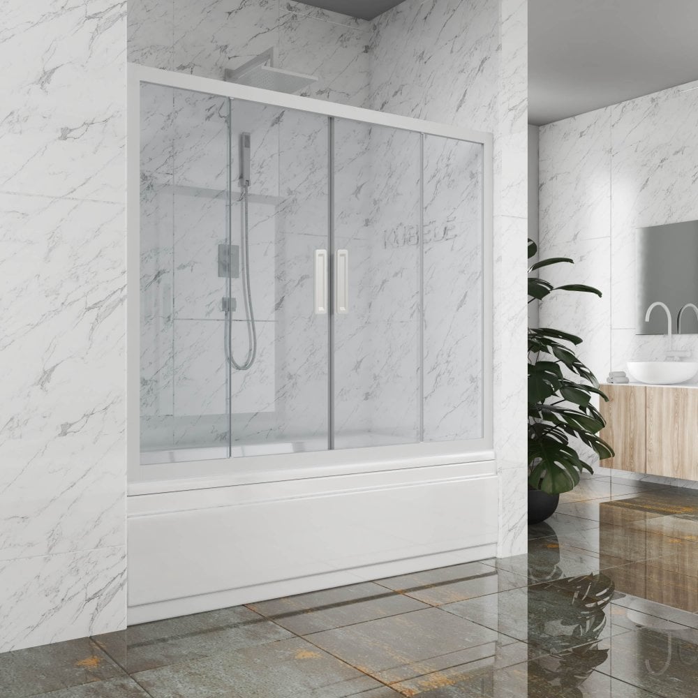 Изображение товара Шторка на ванну GuteWetter gwmpkb019p4 185x150 см, белый матовый профиль