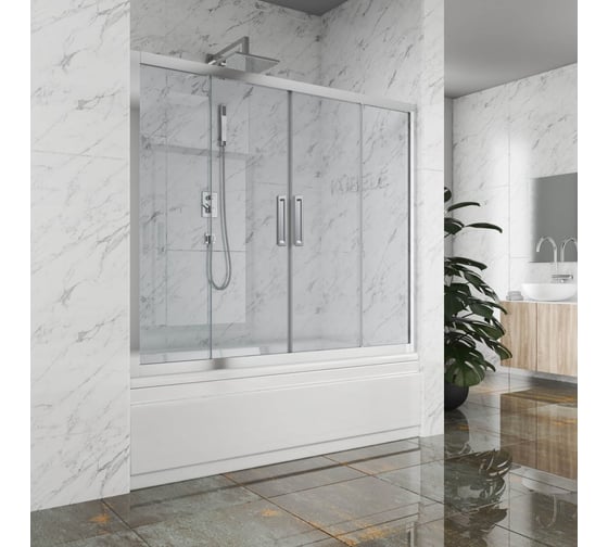 Изображение товара Шторка на ванну GuteWetter gwmpkb019p4 165x150 см, профиль хром блестящий, стекло бесцветное закаленное 6 мм 4698031941827