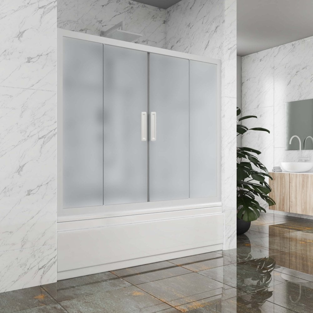 Изображение товара Шторка на ванну GuteWetter gwmpkb019p4 275x150 см разгибная закаленное стекло белый матовый профиль