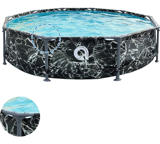 Изображение товара Бассейн с усиленным каркасом Avenli круглый, 305x76 см, черный мрамор 12015V55 107366