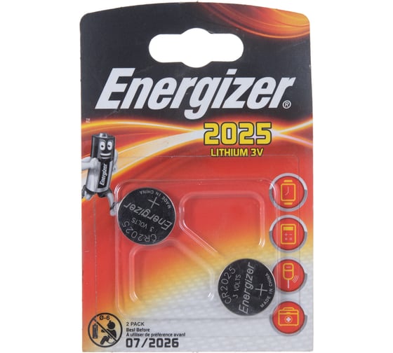 Изображение товара Батарейки Energizer Miniatures Lithium CR2025 2 шт/бл 7638900248333