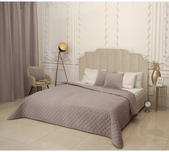 Изображение товара Покрывало ТЕКСТИЛЬ Бархат 220x240 см пыльная роза 37978