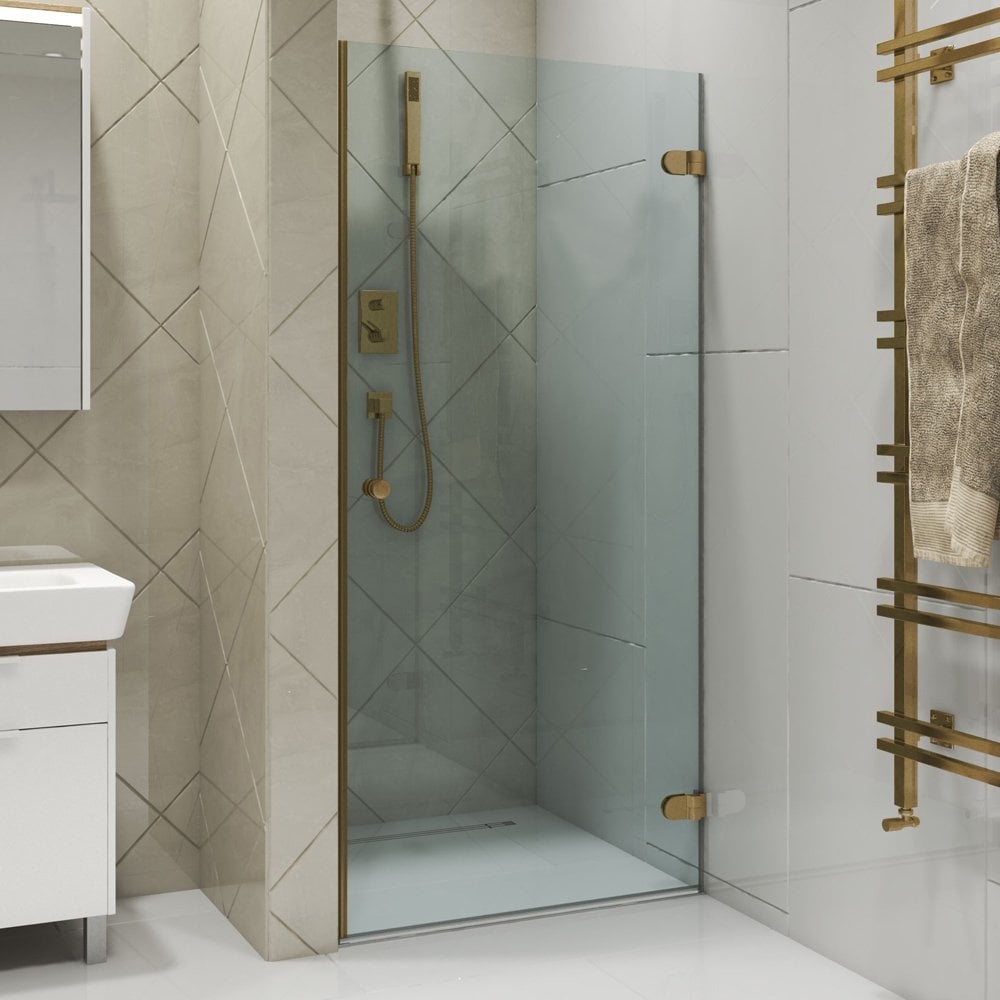 Изображение товара Дверь в душевую нишу GuteWetter 90x190 см бронзовая стекло 6 мм распашная