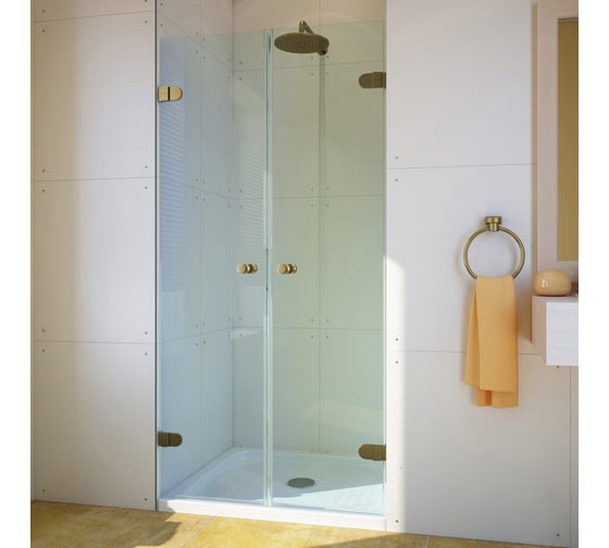 Изображение товара Дверь в душевую нишу GuteWetter gwmplxd002-6-07 100x190 см, профиль золотой гальванический, стекло бесцветное закаленное 6 мм 4698032775629