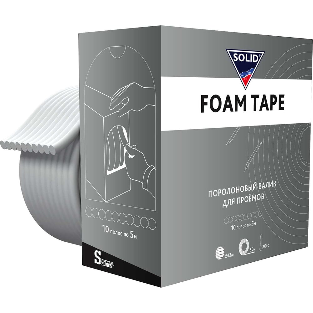 Изображение товара Валики для проемов Solid 1350 FOAM TAPE D 13мм*50м - 10шт