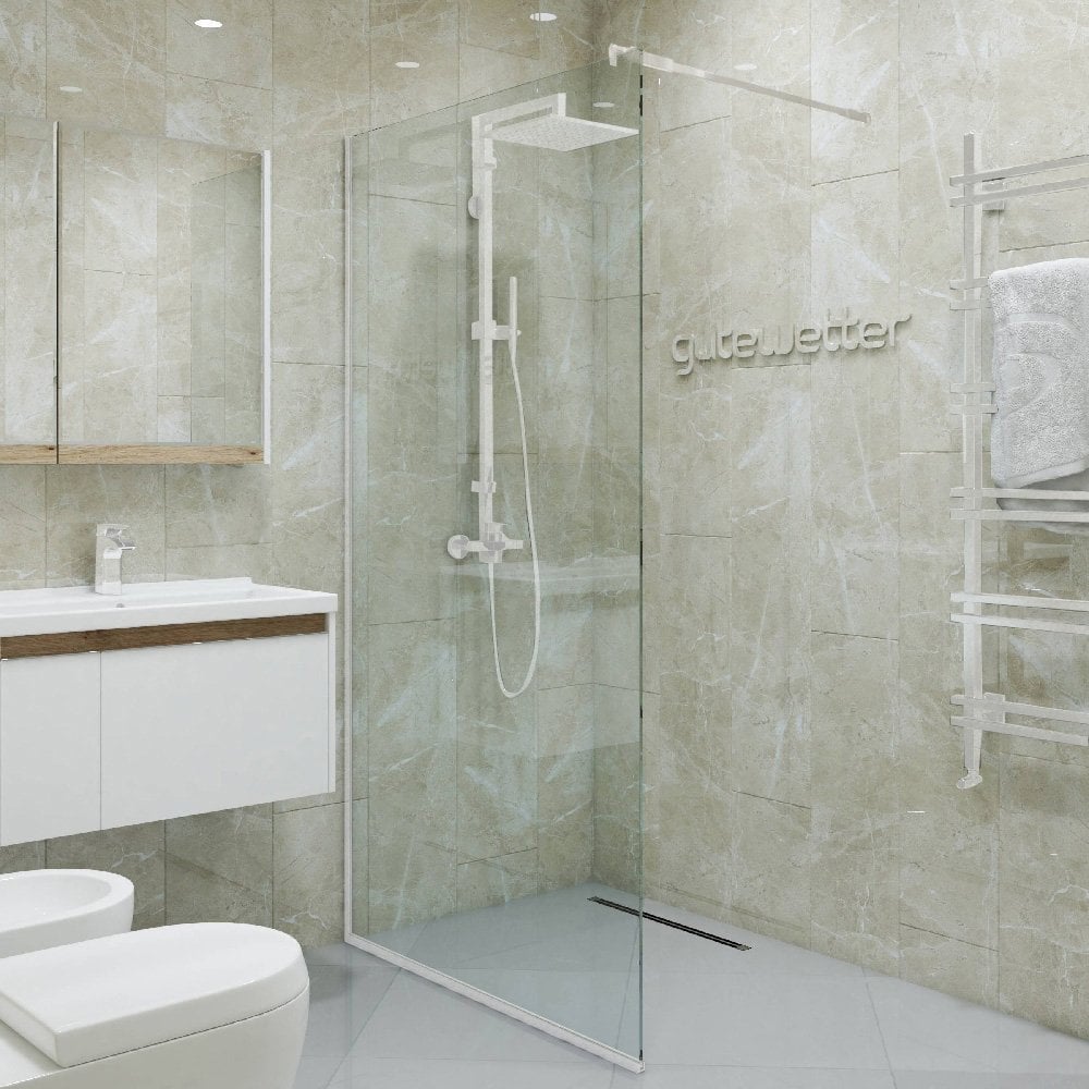 Изображение товара Душевая перегородка GuteWetter gwmpgl010 115x220 см белый профиль стекло 10 мм