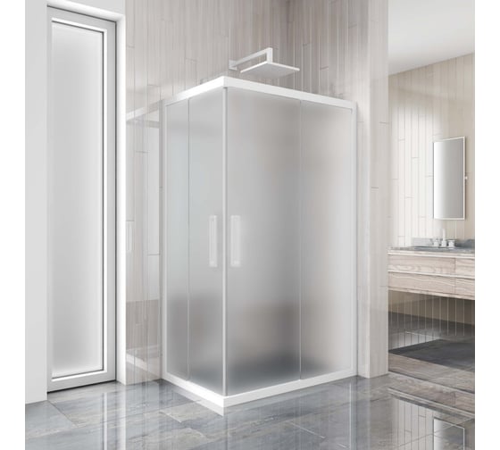 Изображение товара Душевой уголок GuteWetter gwmpkb019rc 90x75x200 см, профиль белый матовый, стекло матовое закаленное 6 мм 4698032703622