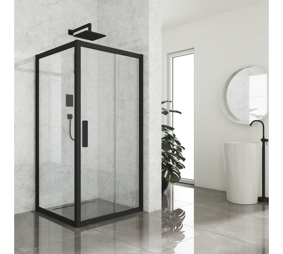 Изображение товара Душевой уголок GuteWetter gwmpkb019s 105x105x200 см, профиль черный матовый, стекло бесцветное закаленное 6 мм 4698031236466