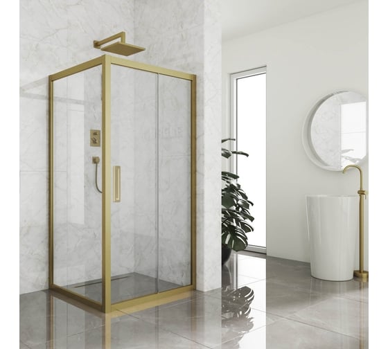 Изображение товара Душевой уголок GuteWetter gwmpkb019s 105x105x200 см, профиль бронзовый, стекло бесцветное закаленное 6 мм 4698031236329