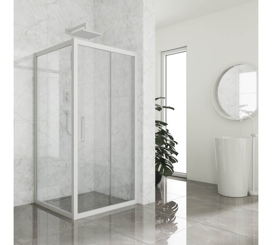 Изображение товара Душевой уголок GuteWetter gwmpkb019s 115x115x200 см, профиль белый матовый, стекло бесцветное закаленное 6 мм 4698031652259