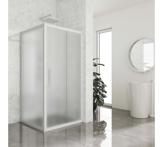 Изображение товара Душевой уголок GuteWetter gwmpkb019s 115x115x200 см, профиль белый матовый, стекло матовое закаленное 6 мм 4698031652327