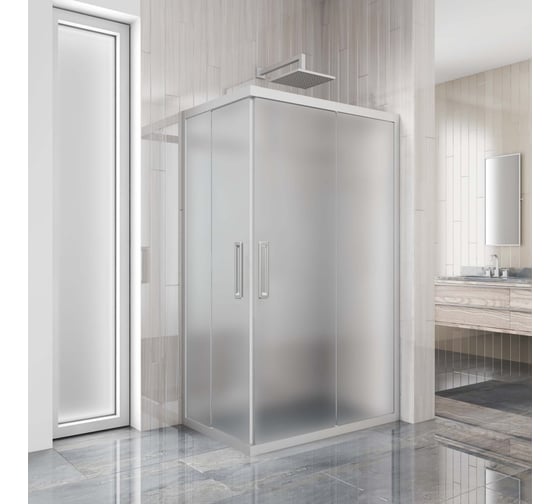 Изображение товара Душевой уголок GuteWetter gwmpkb019rc 95x80x200 см, профиль хром матовый, стекло матовое закаленное 6 мм 4698032704186