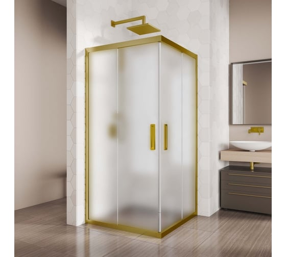 Изображение товара Душевой уголок GuteWetter gwmpkb019sc 120x120x200 см, профиль бронзовый, стекло матовое закаленное 6 мм 4698031176427