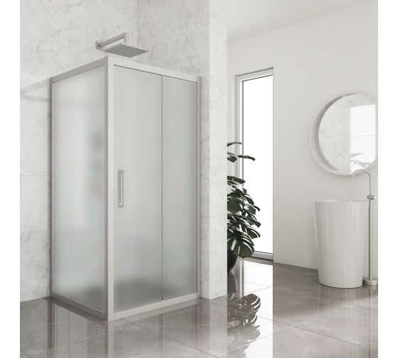 Изображение товара Душевой уголок GuteWetter gwmpkb019s 90x90x200 см, профиль хром матовый, стекло матовое закаленное 6 мм 4698031236084