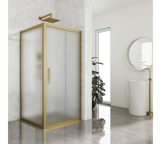 Изображение товара Душевой уголок GuteWetter gwmpkb019s 90x90x200 см, профиль бронзовый, стекло матовое закаленное 6 мм 4698031236367