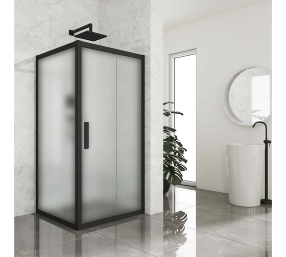 Изображение товара Душевой уголок GuteWetter gwmpkb019s 115x115x200 см, профиль черный матовый, стекло матовое закаленное 6 мм 4698031236558