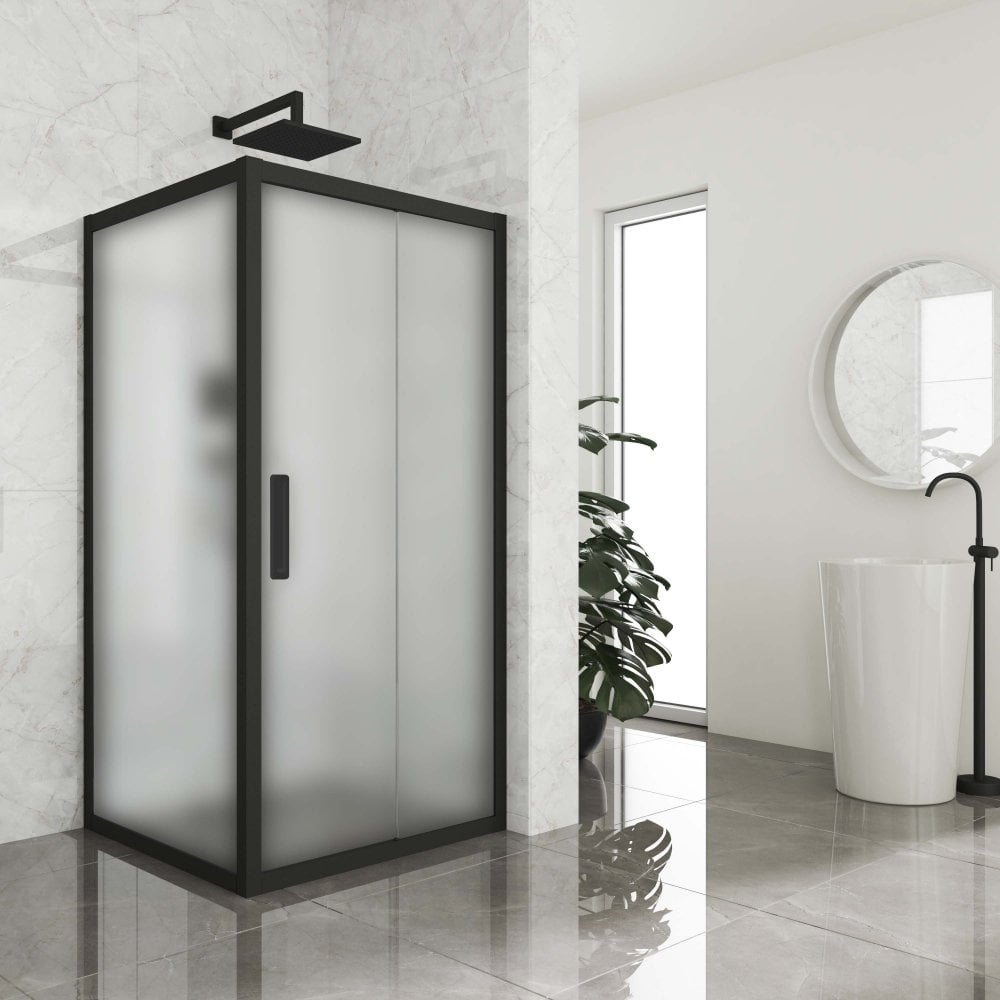 Изображение товара Душевой уголок GuteWetter gwmpkb019s 95x95x200 см квадратный матовое стекло черный профиль