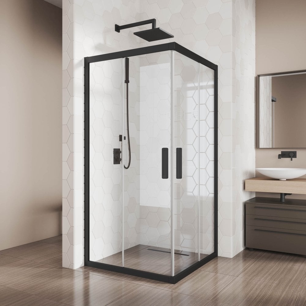 Изображение товара Душевой уголок GuteWetter gwmpkb019sc 115x115 см черный матовый стекло закаленное
