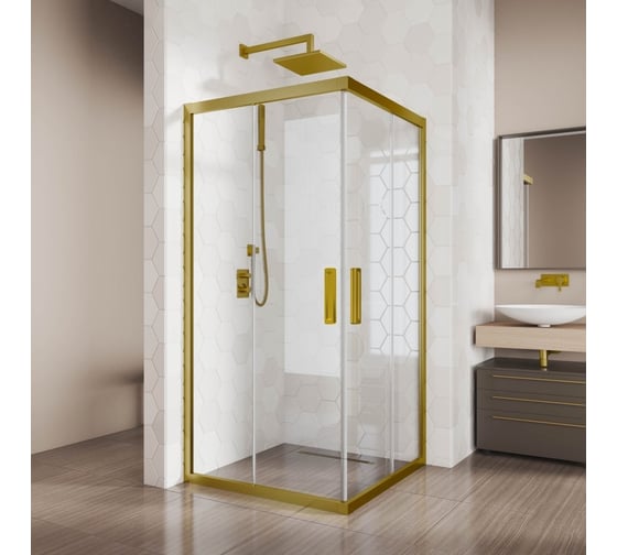 Изображение товара Душевой уголок GuteWetter gwmpkb019sc 70x70x200 см, профиль бронзовый, стекло бесцветное закаленное 6 мм 4698031176212