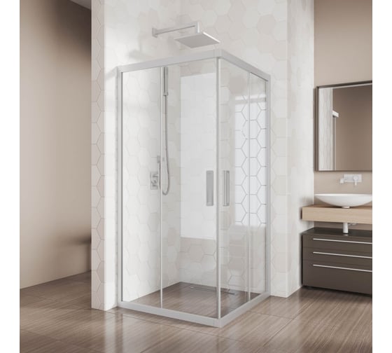 Изображение товара Душевой уголок GuteWetter gwmpkb019sc 95x95x200 см, профиль хром матовый, стекло бесцветное закаленное 6 мм 4698031926282
