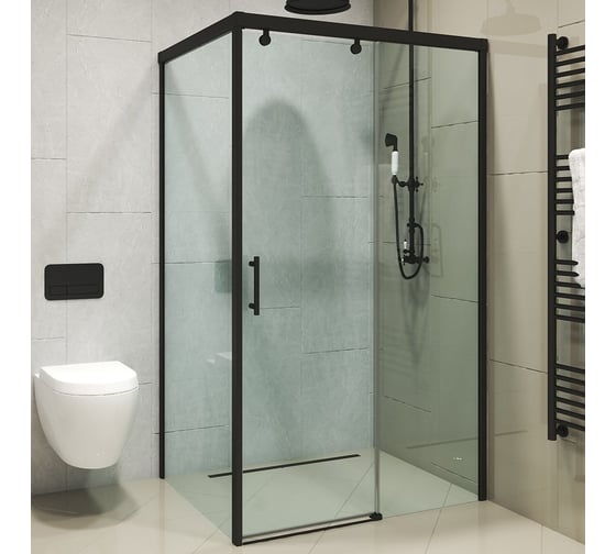 Изображение товара Душевой уголок GuteWetter gwmpslrc863a 105x155x200 см, профиль черный матовый, стекло бесцветное закаленное 8/6 мм 4698032803698
