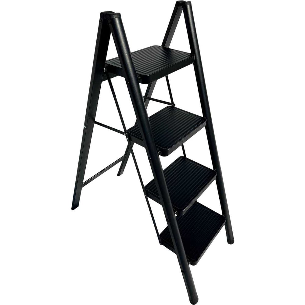 Изображение товара Стальная стремянка АЛЮБЭСТ Lux черная 4 ступени бытовая комфортная надежная