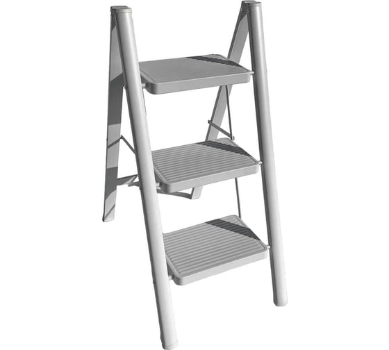 Изображение товара Стремянка стальная особопрочная АЛЮБЭСТ Lux белый цвет, 3 ступени, 68 см DLS403W