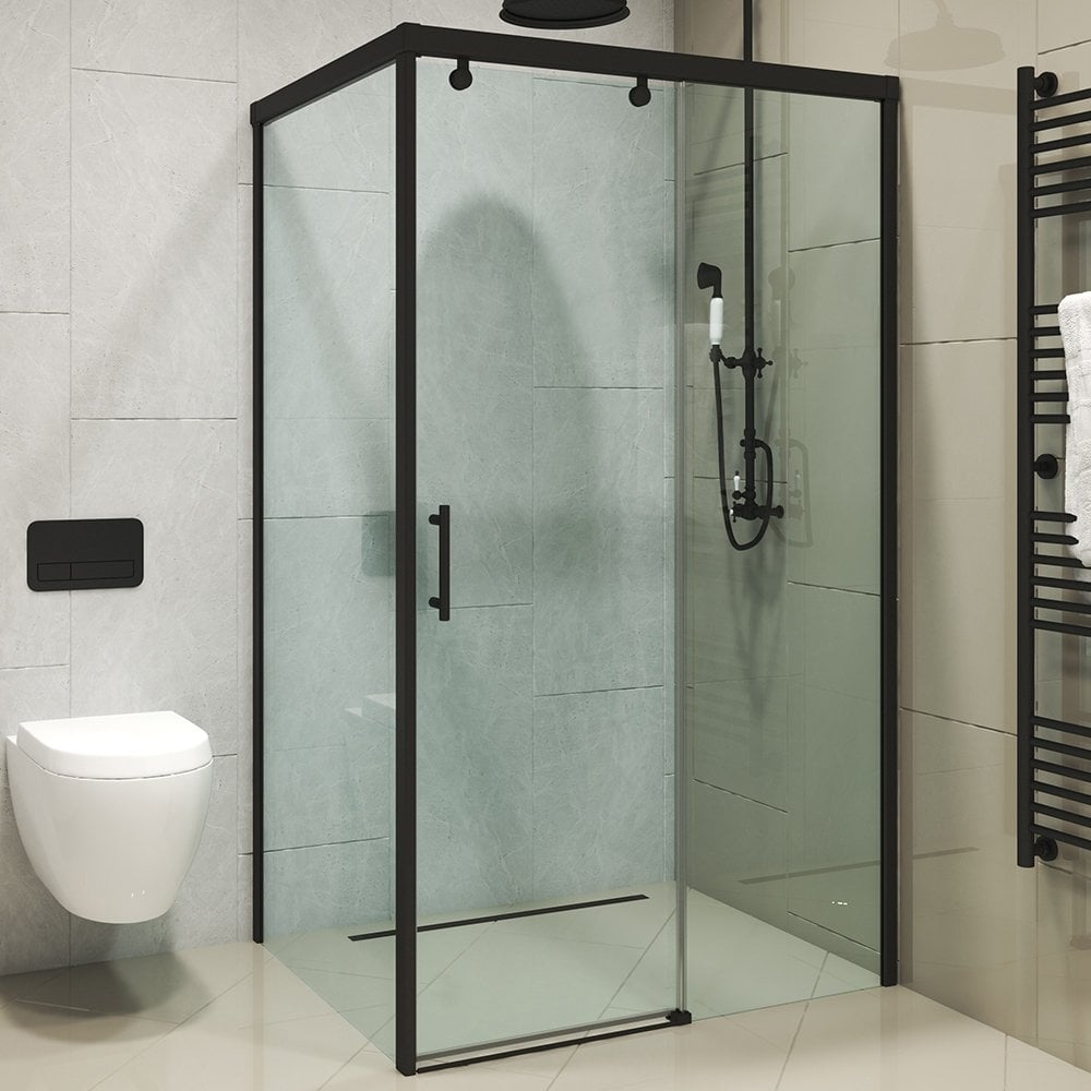 Душевой уголок GuteWetter gwmpslrc863a 95x140x200 см, профиль черный матовый, стекло бесцветное закаленное 8/6 мм 4698032797690