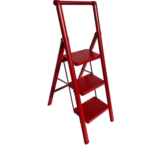 Изображение товара Стальная стремянка АЛЮБЭСТ Lux красный цвет, 3 ступени, 69 см DLS503R